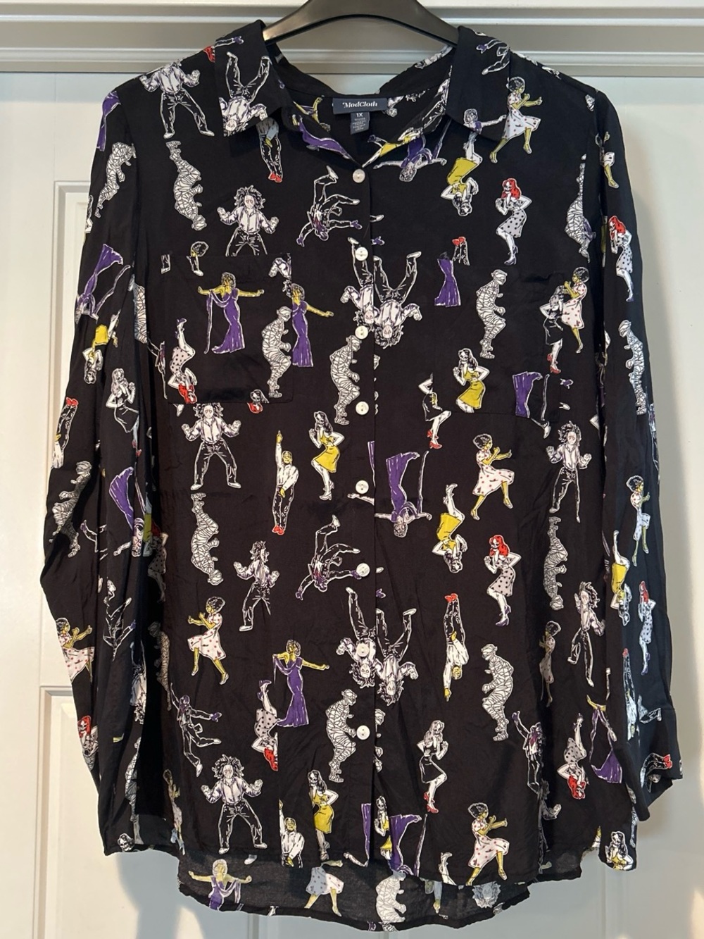 ModCloth Monster Mash Long-Sleeved Blouse